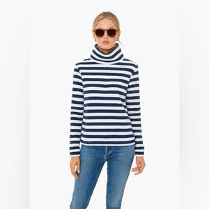 Dudley Stephens Park Slope Turtleneck striped Vello Fleece navy/white
